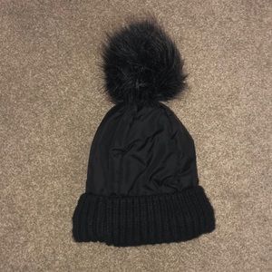 Black Detachable Pom Pom Hat by Cymbo Hat